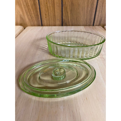 Uranium Glass Lidded Container by Anchor Hocking