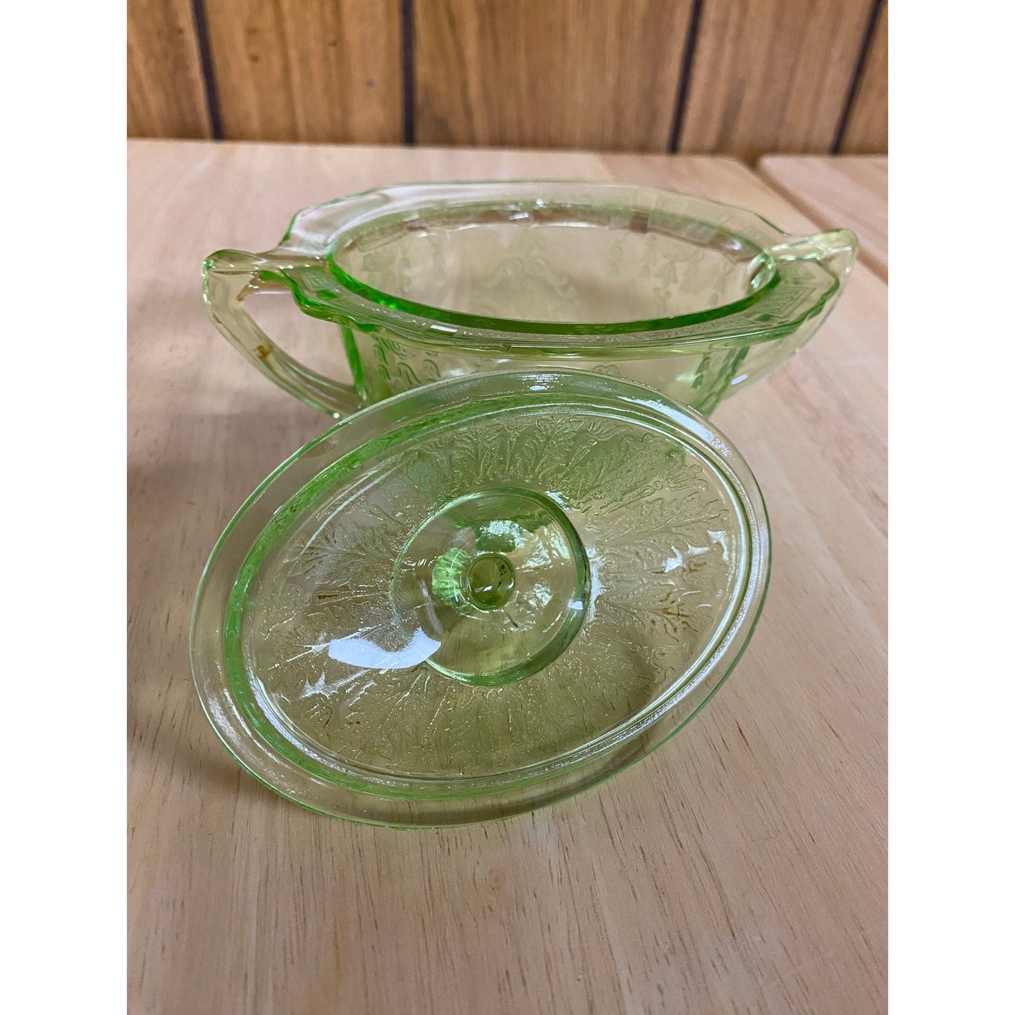 Uranium Anchor Hocking Princess Sugar bowl w/ lid