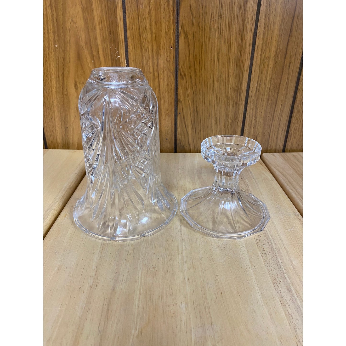 Set of Towle Crystal Candle Stick Holders w/ Hurricane