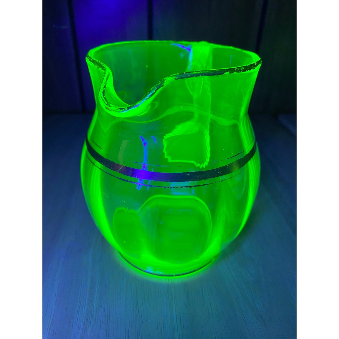 Uranium Glass Pitcher and Cup Set