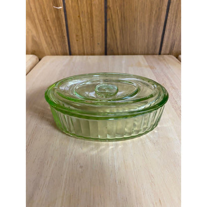 Uranium Glass Lidded Container by Anchor Hocking