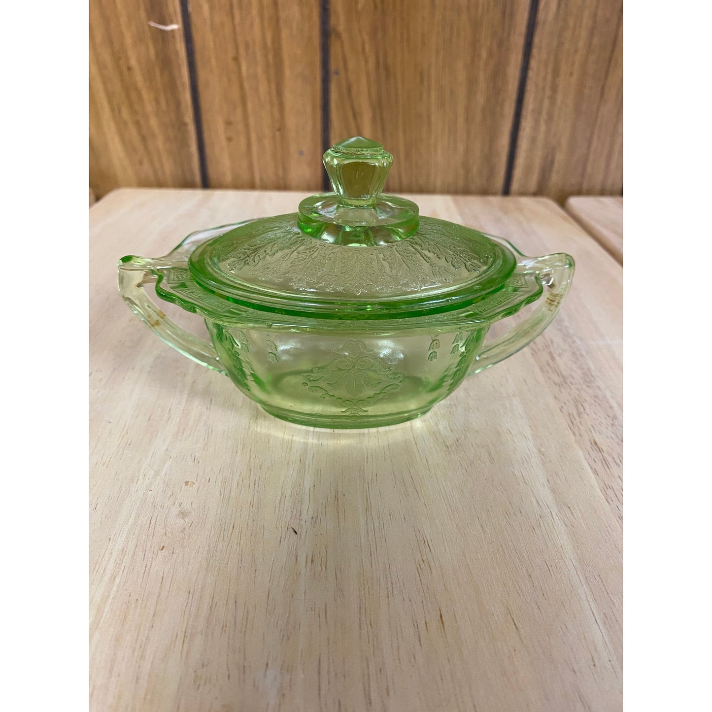 Uranium Anchor Hocking Princess Sugar bowl w/ lid