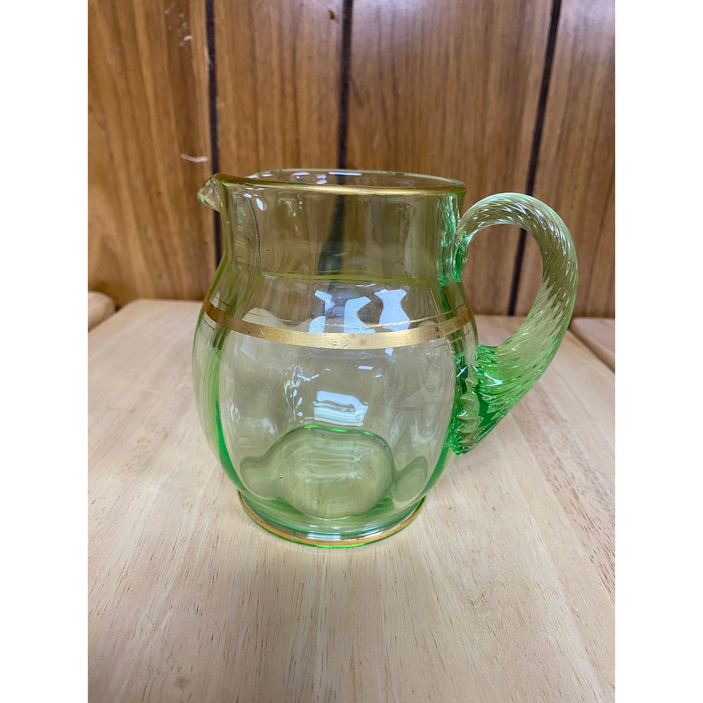 Uranium Glass Pitcher and Cup Set