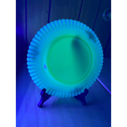 Glowing Bread Plate MacBeth - Evan’s White Opalescent Regency Petal Ware Cremax