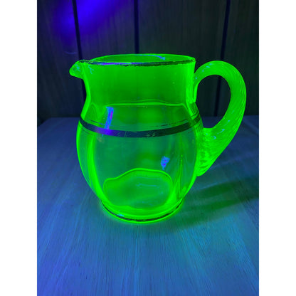 Uranium Glass Pitcher and Cup Set