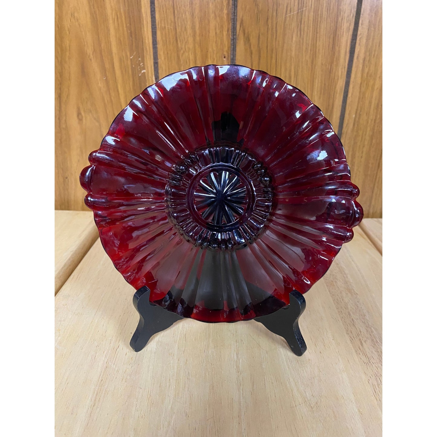 Old Cafe Royal Ruby Round Tray by Anchor Hocking