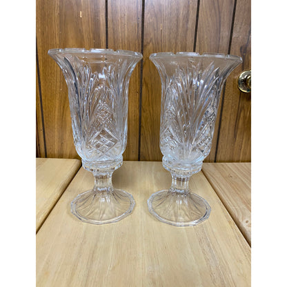 Set of Towle Crystal Candle Stick Holders w/ Hurricane