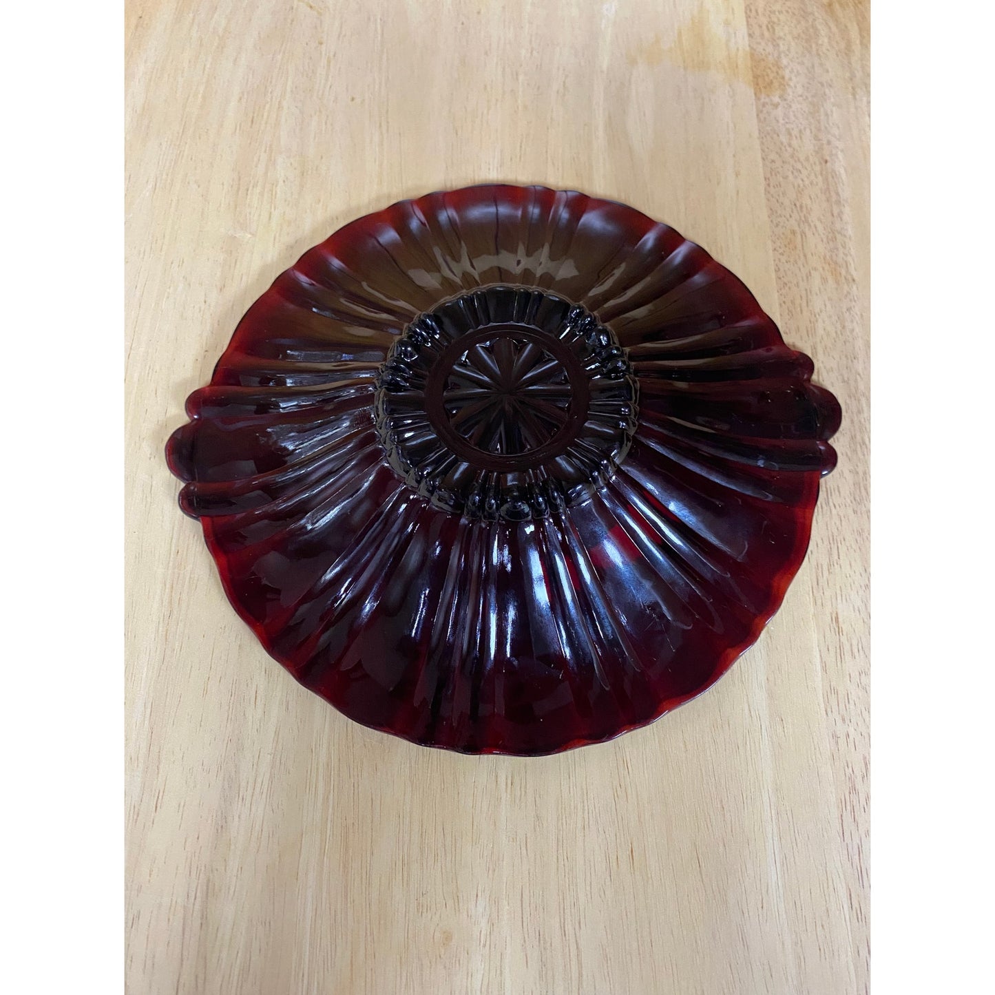 Old Cafe Royal Ruby Round Tray by Anchor Hocking