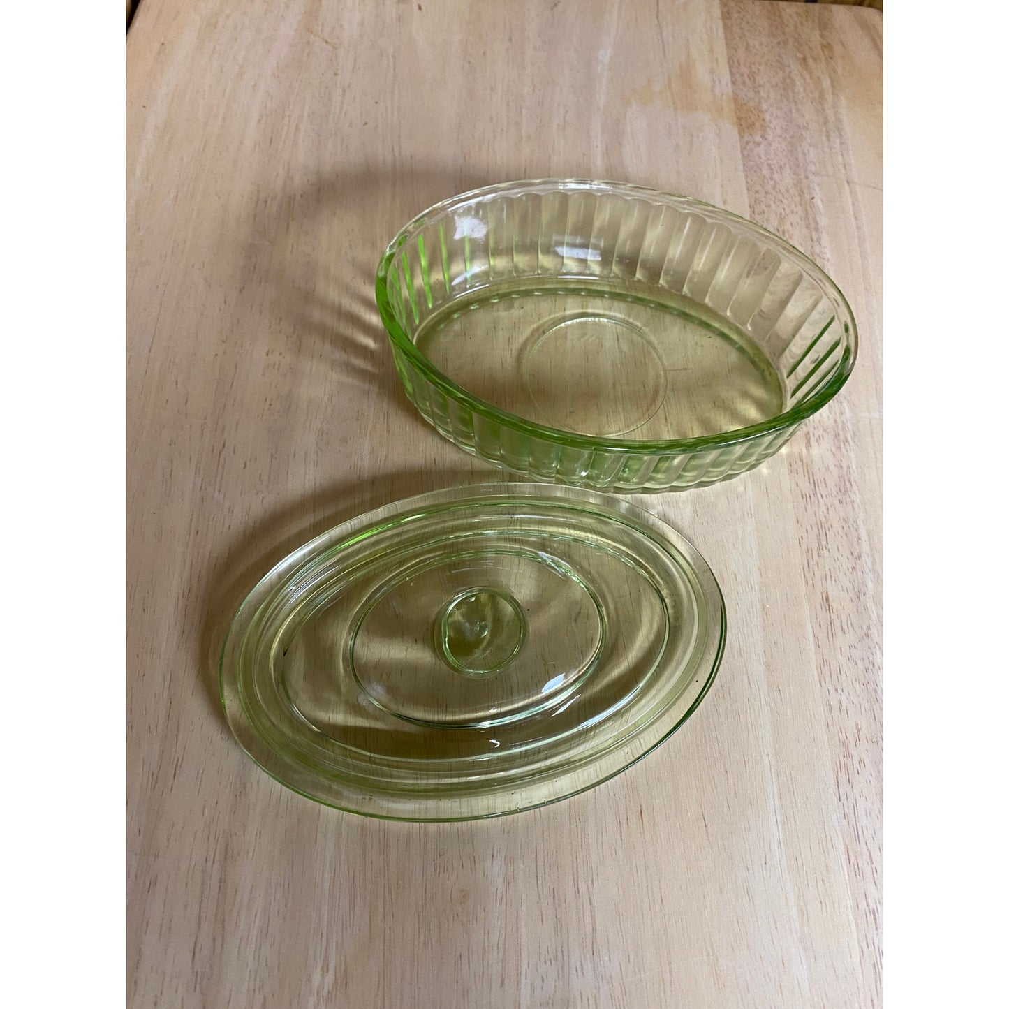 Uranium Glass Lidded Container by Anchor Hocking