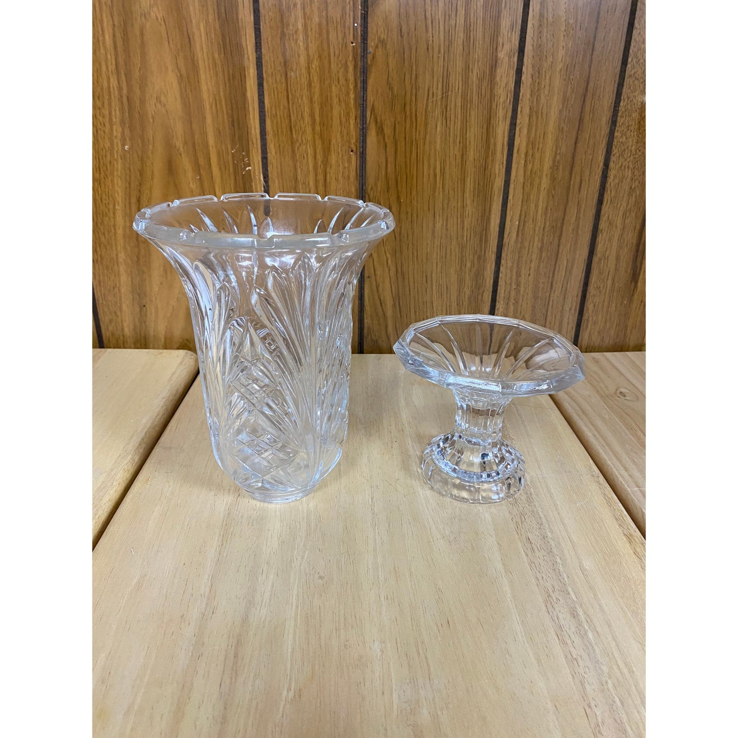 Set of Towle Crystal Candle Stick Holders w/ Hurricane