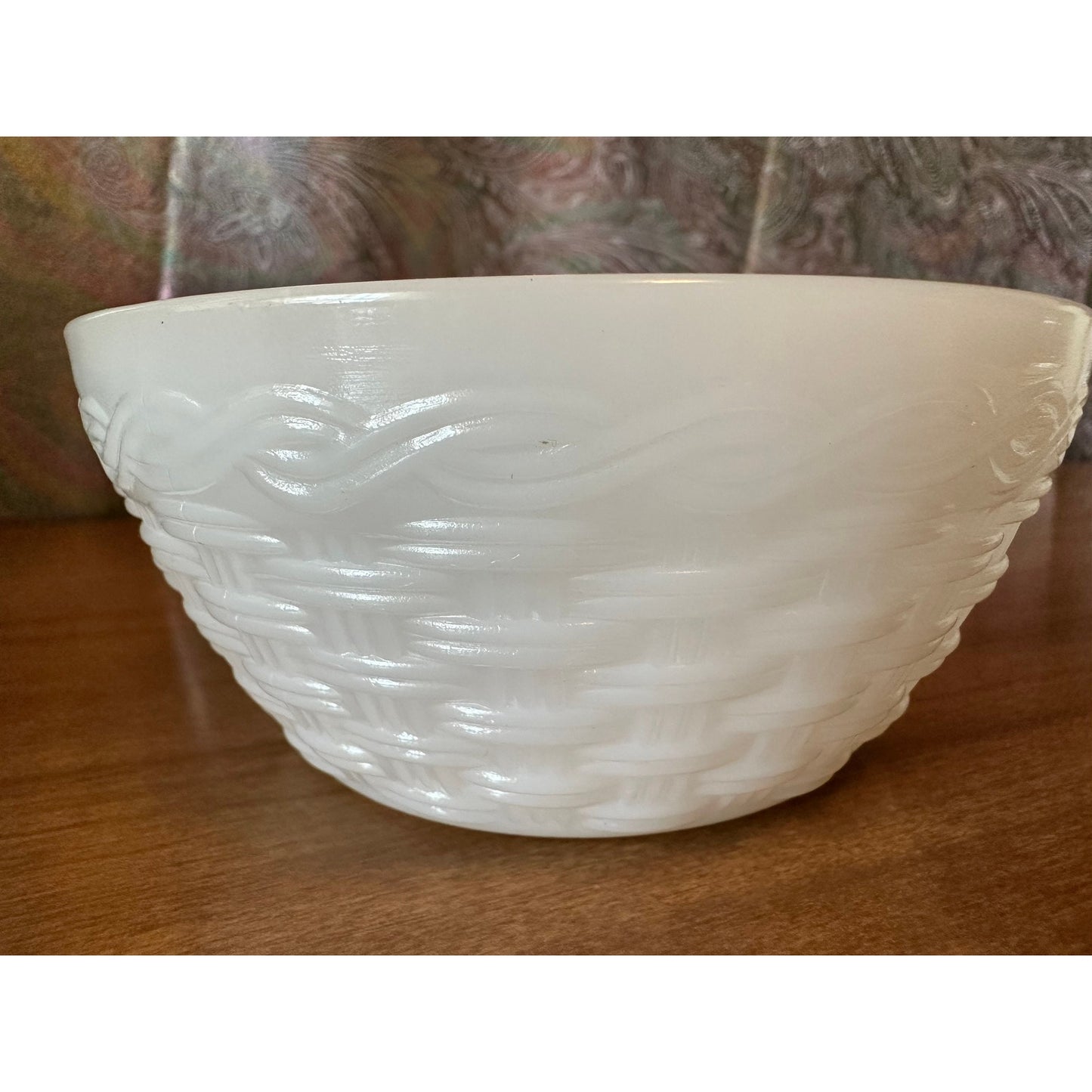 Vintage Fire-king white basket weave cereal/Dessert bowl