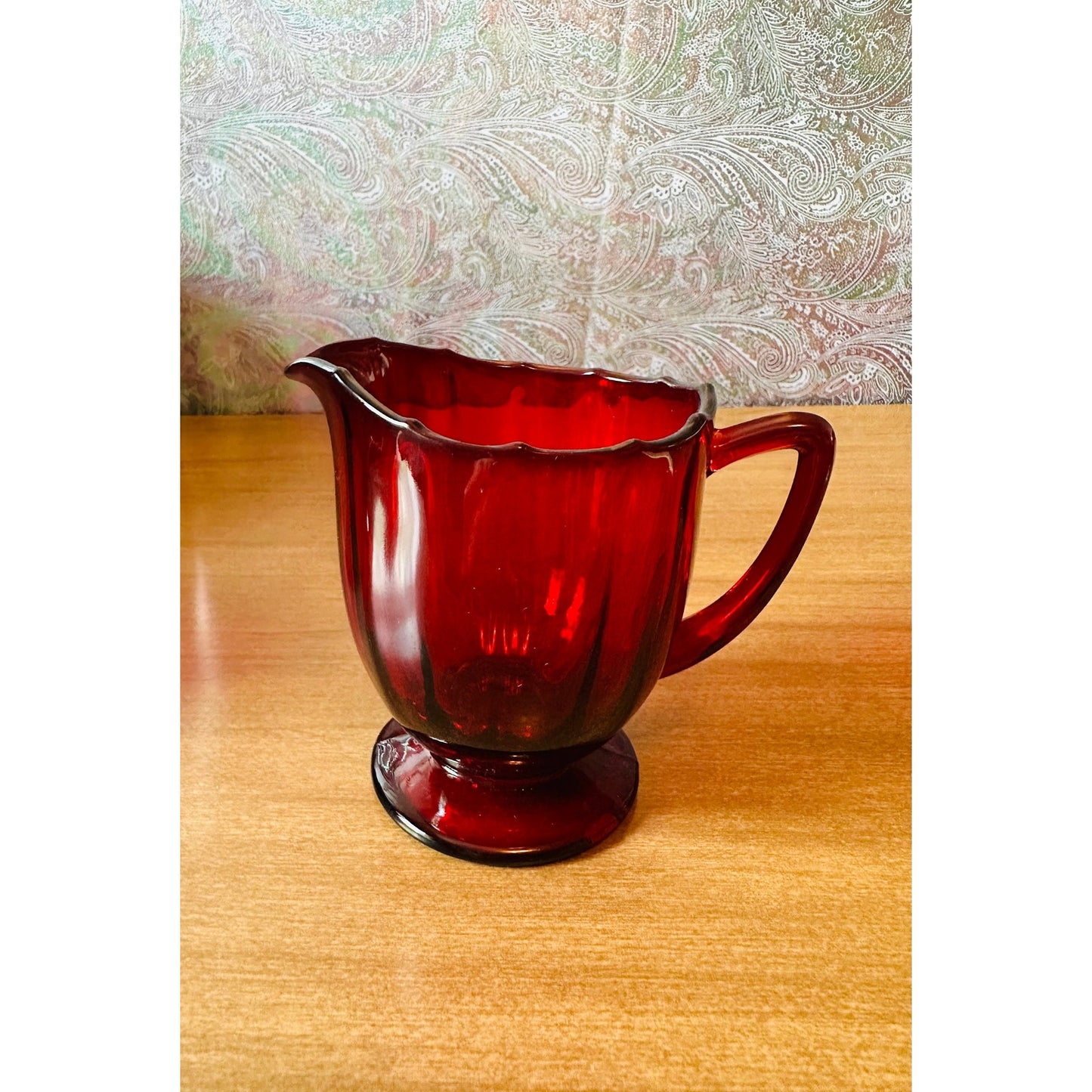 Vintage 34 Ruby Red glass creamer and open sugar set