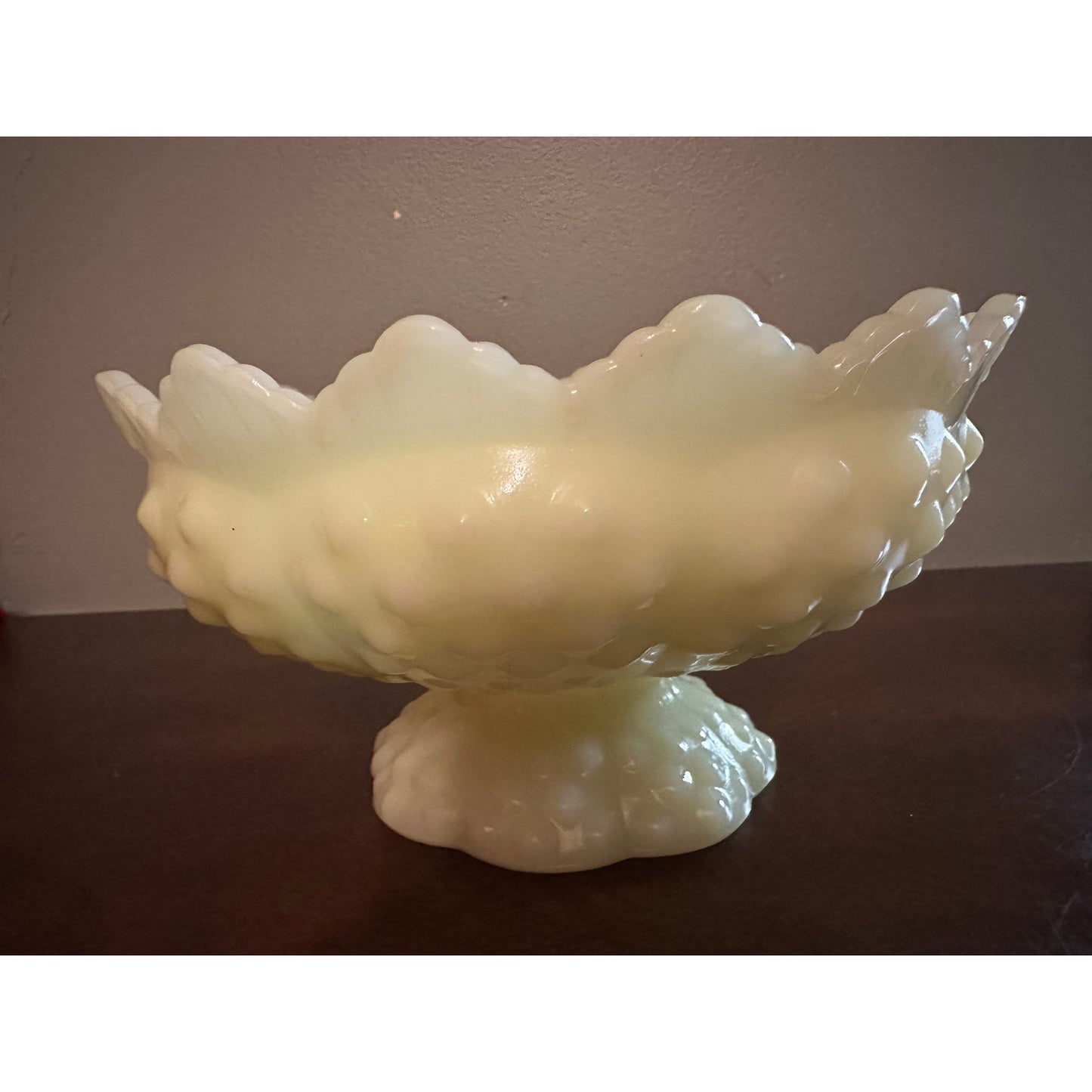 Vintage Fenton custard uranium glass candle stick holder