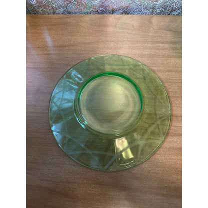 Vintage etched uranium glass plate swag pattern/Newport