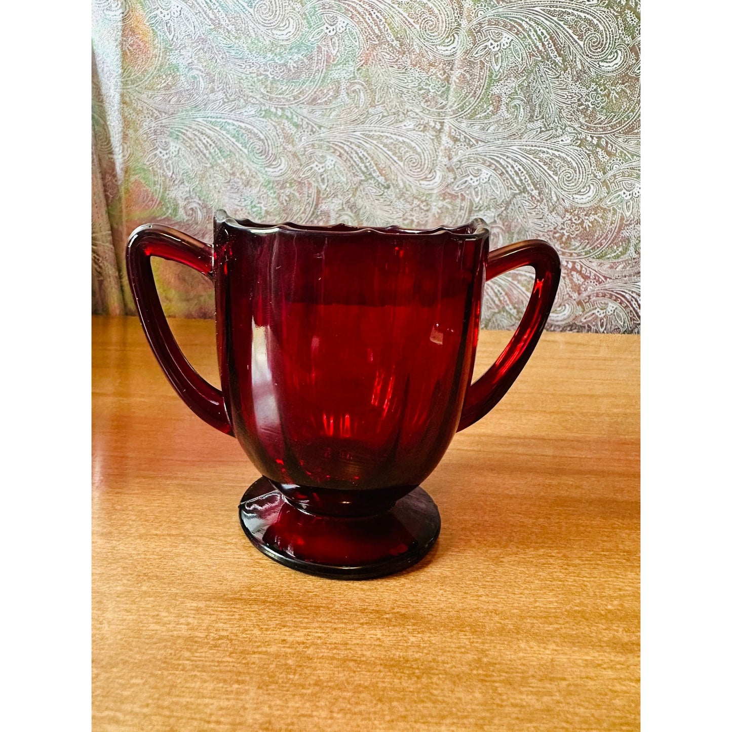 Vintage 34 Ruby Red glass creamer and open sugar set