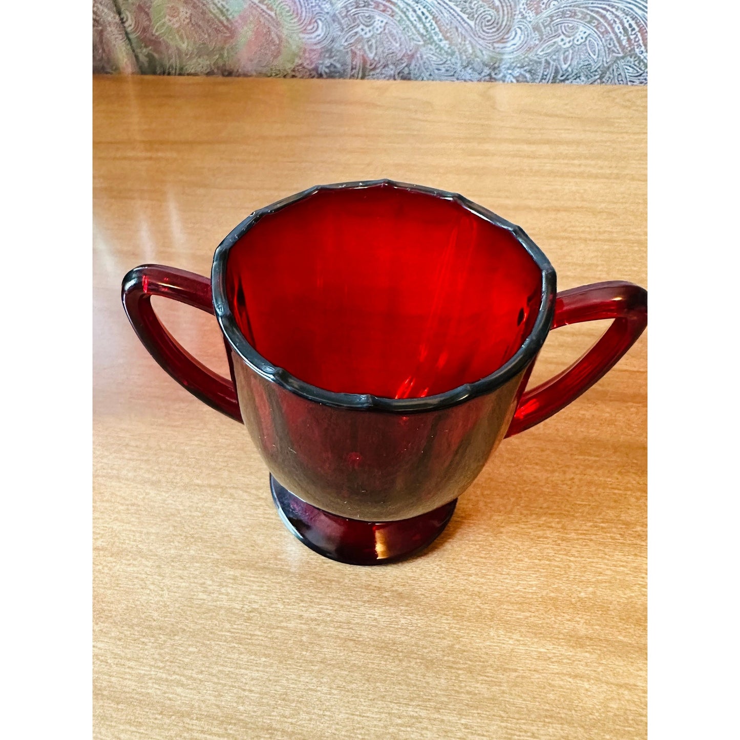 Vintage 34 Ruby Red glass creamer and open sugar set