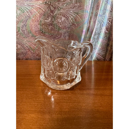 Vintage Fostoria Coin pitcher creamer dish.