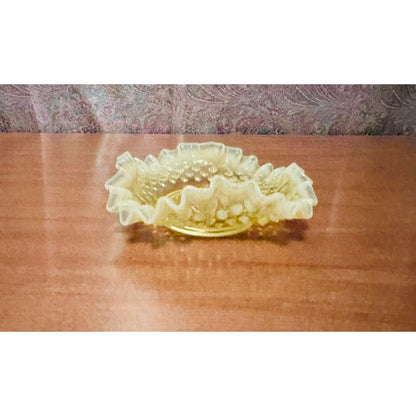 Vintage Fenton hobnail uranium glass candy dish/ trinket tray