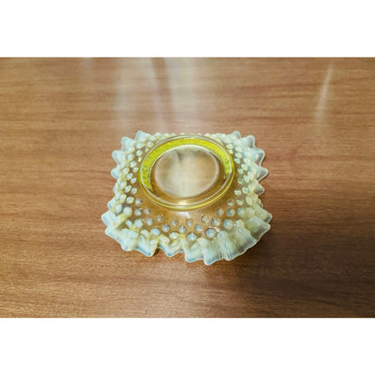 Vintage Fenton hobnail uranium glass candy dish/ trinket tray