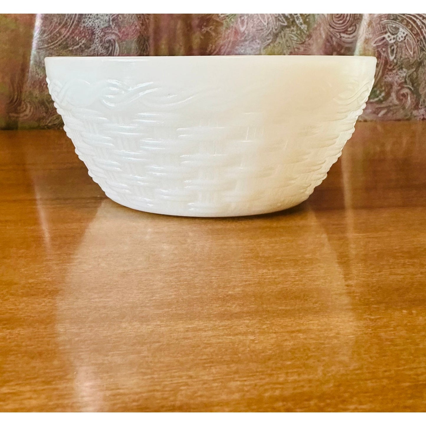 Vintage Fire-king white basket weave cereal/Dessert bowl