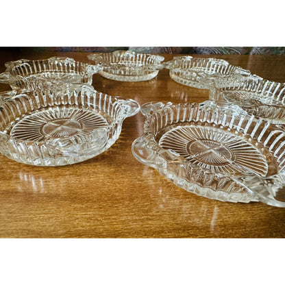 Vintage Anchor Hocking Queen Ann pattern set of 6 ashtray