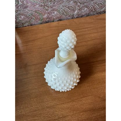 Vintage Avon hobnail milk-glass perfume/oil bottle with stopper