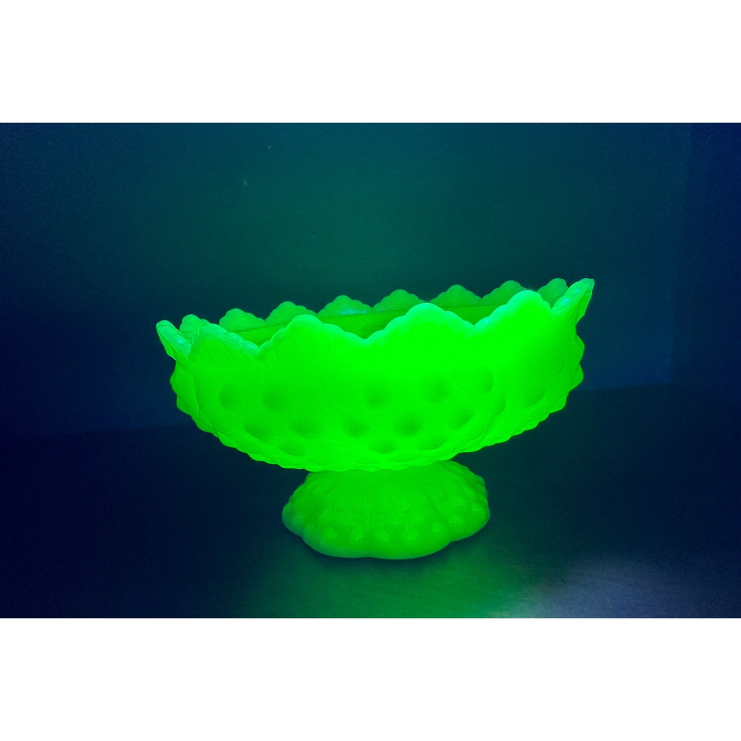 Vintage Fenton custard uranium glass candle stick holder