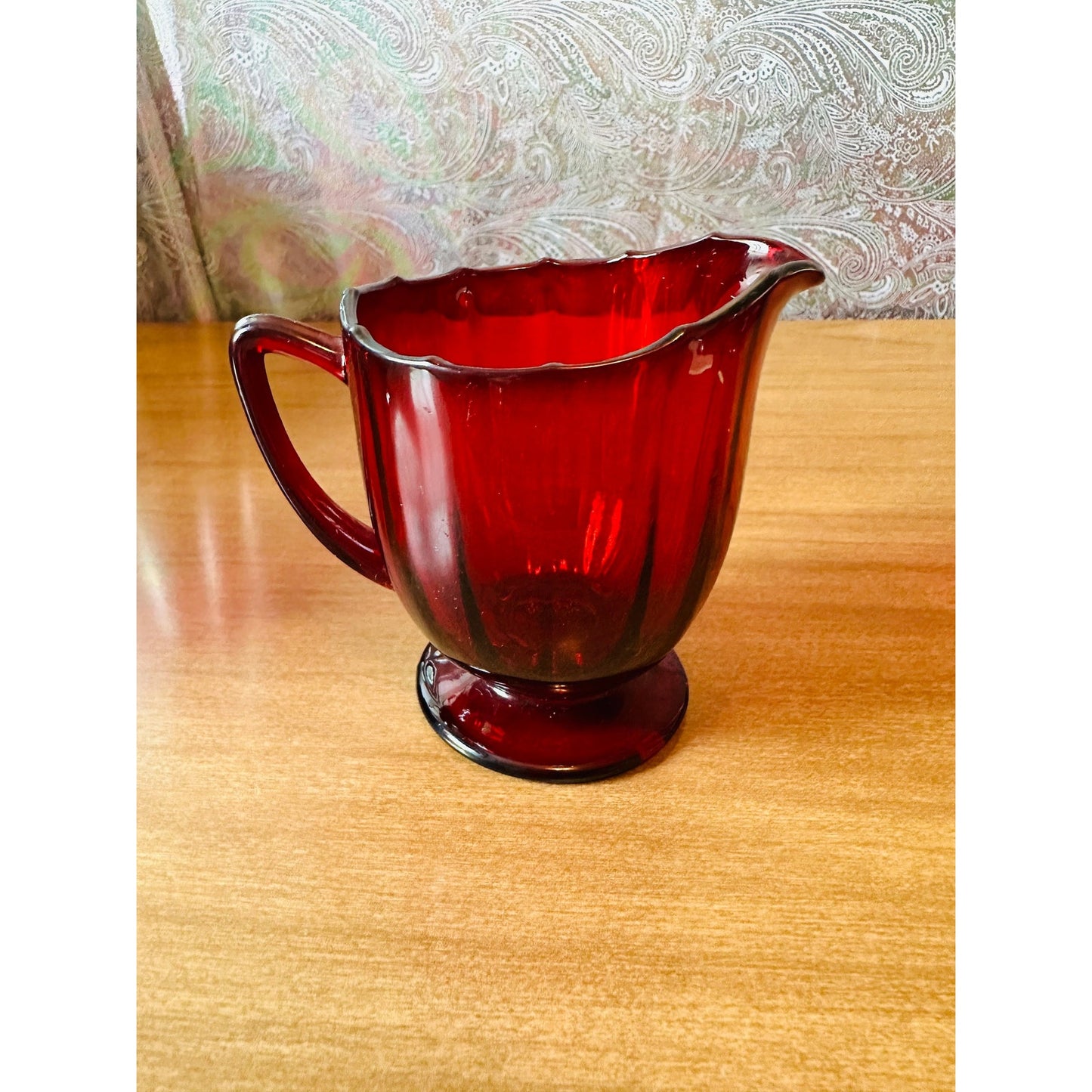 Vintage 34 Ruby Red glass creamer and open sugar set