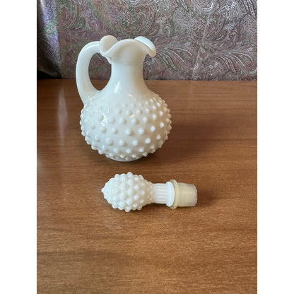 Vintage Avon hobnail milk-glass perfume/oil bottle with stopper