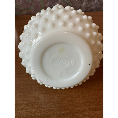 Vintage Avon hobnail milk-glass perfume/oil bottle with stopper