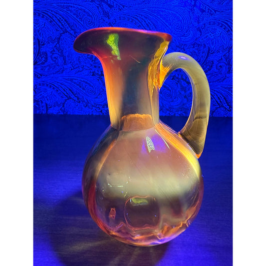 Vintage hand blown glass pitcher Amber/Maganese