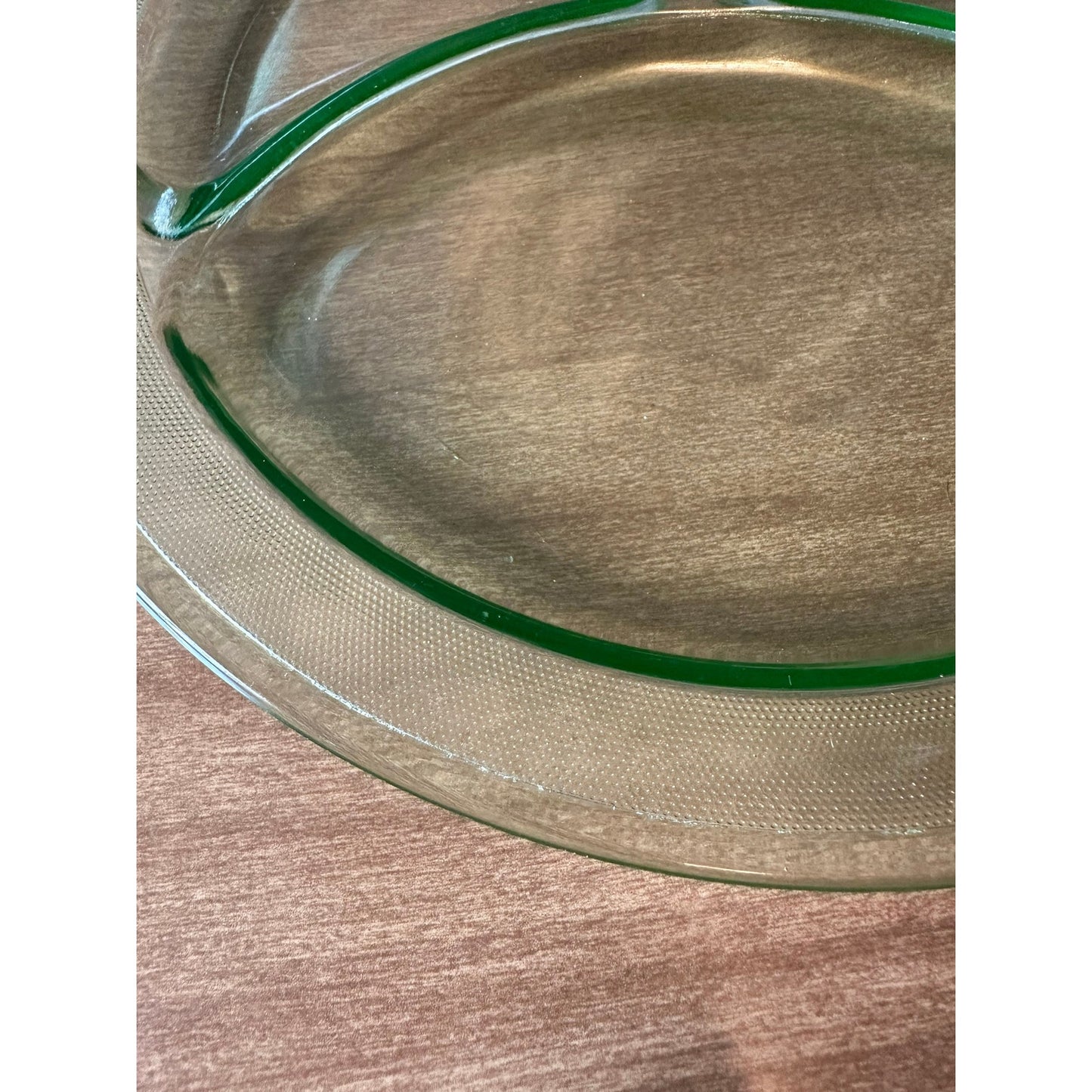 9 3/8” vintage LE smith homestead green uranium glass plate