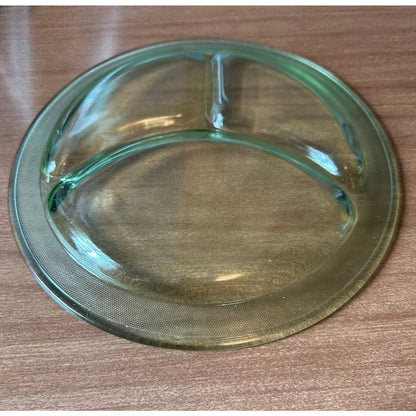 9 3/8” vintage LE smith homestead green uranium glass plate