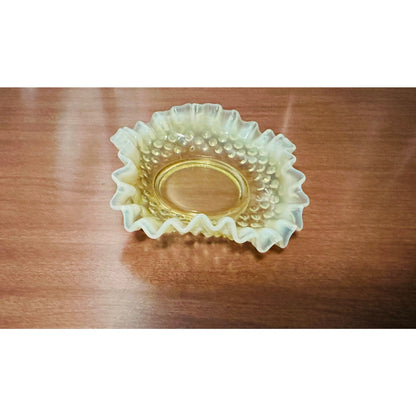 Vintage Fenton hobnail uranium glass candy dish/ trinket tray