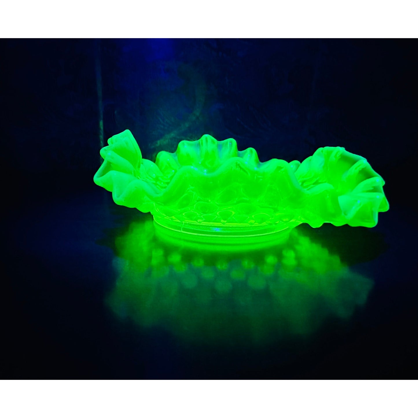 Vintage Fenton hobnail uranium glass candy dish/ trinket tray