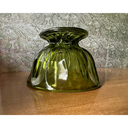 Vintage Anchor Hocking Fairfield green glass pedestal candy bowl/Trinket dish