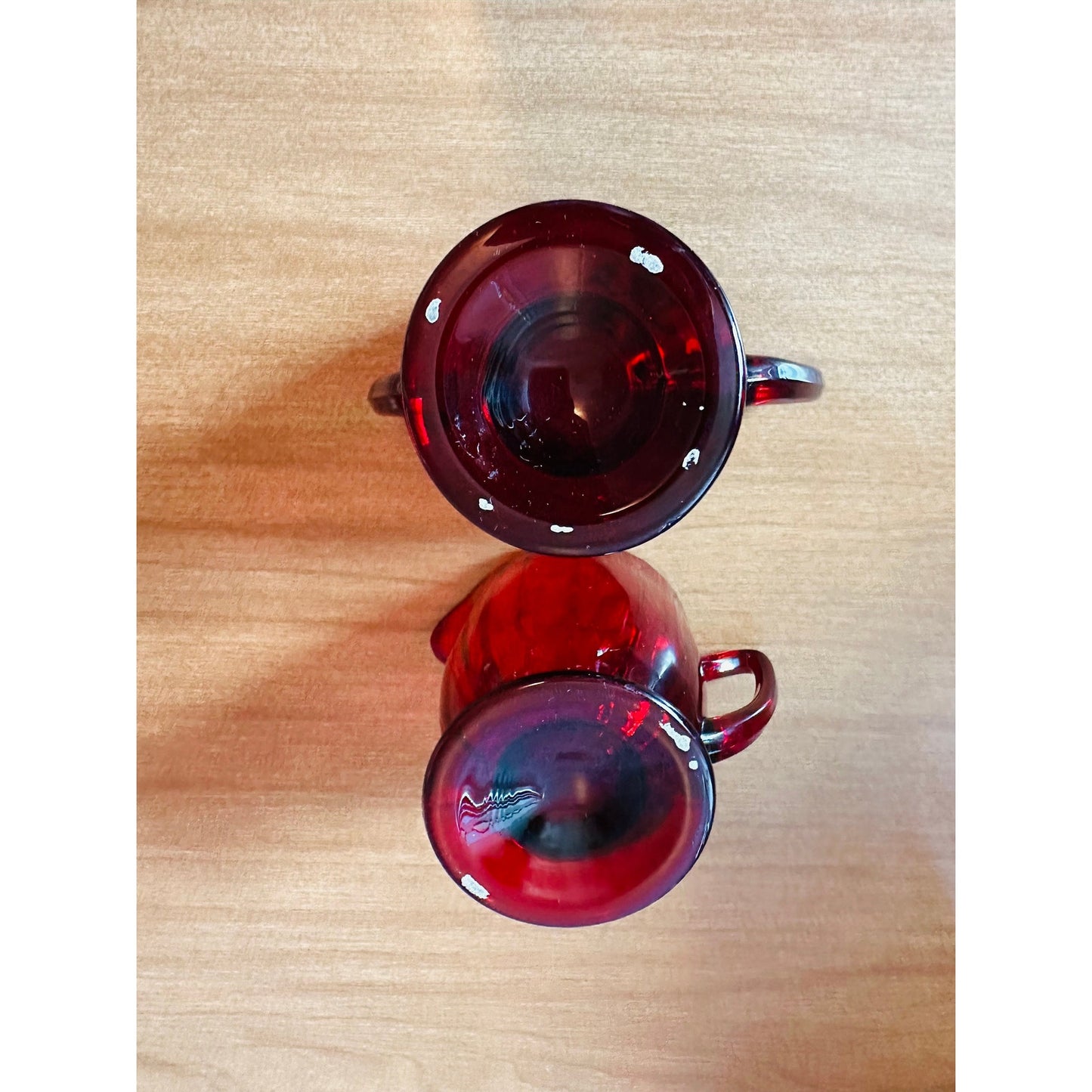 Vintage 34 Ruby Red glass creamer and open sugar set