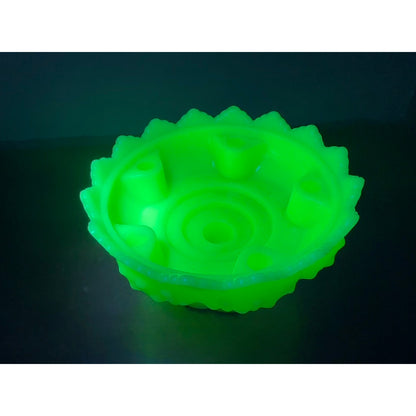 Vintage Fenton custard uranium glass candle stick holder