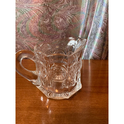 Vintage Fostoria Coin pitcher creamer dish.