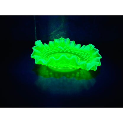 Vintage Fenton hobnail uranium glass candy dish/ trinket tray