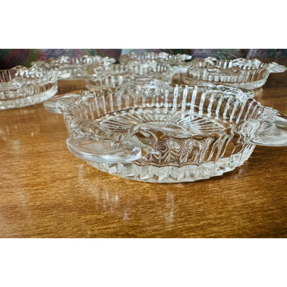 Vintage Anchor Hocking Queen Ann pattern set of 6 ashtray