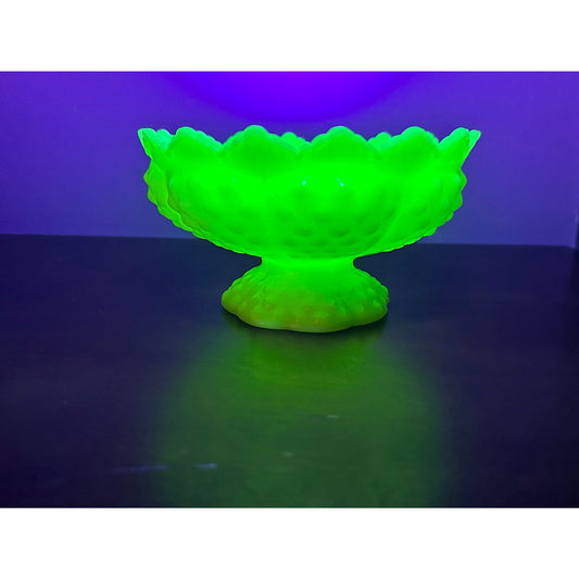 Vintage Fenton custard uranium glass candle stick holder